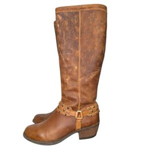 Antonio Melani Boots Distressed Cowboy Equestrian Leather Western Brown 9.5